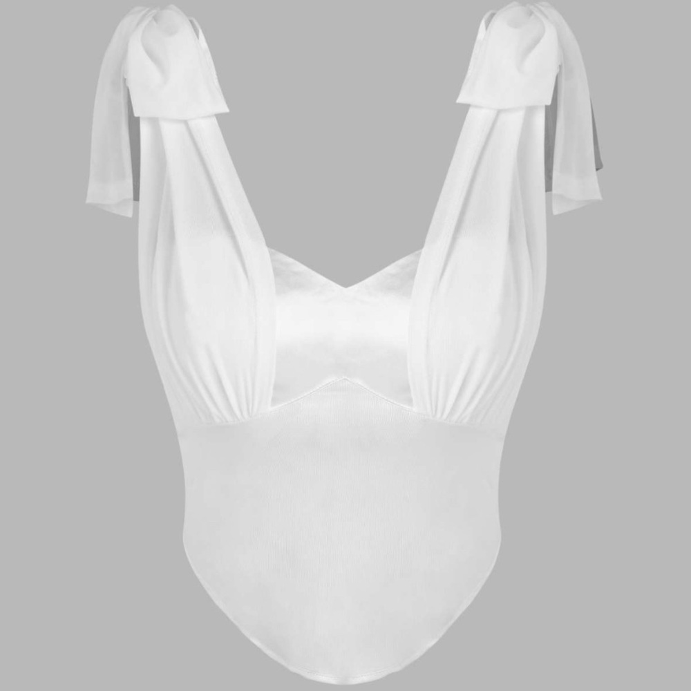 Cider Mesh knotted ruched crop top with tie sleeves NWT size small